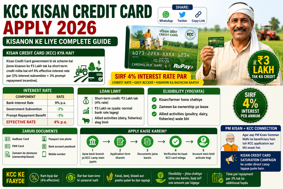 KCC Kisan Credit Card Apply 2026 — Kisanon Ke Liye Complete Guide