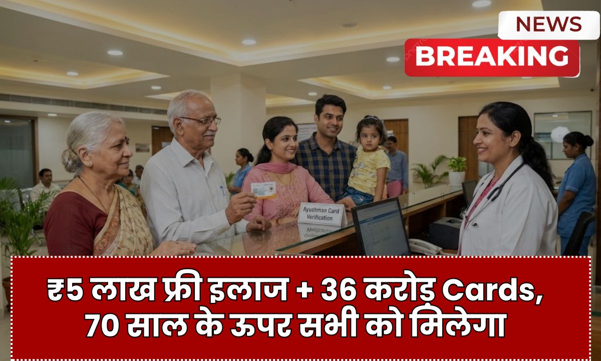 Ayushman Bharat Yojana: ₹5 लाख फ्री इलाज + 36 करोड़ Cards, 70 साल के ऊपर सभी को मिलेगा