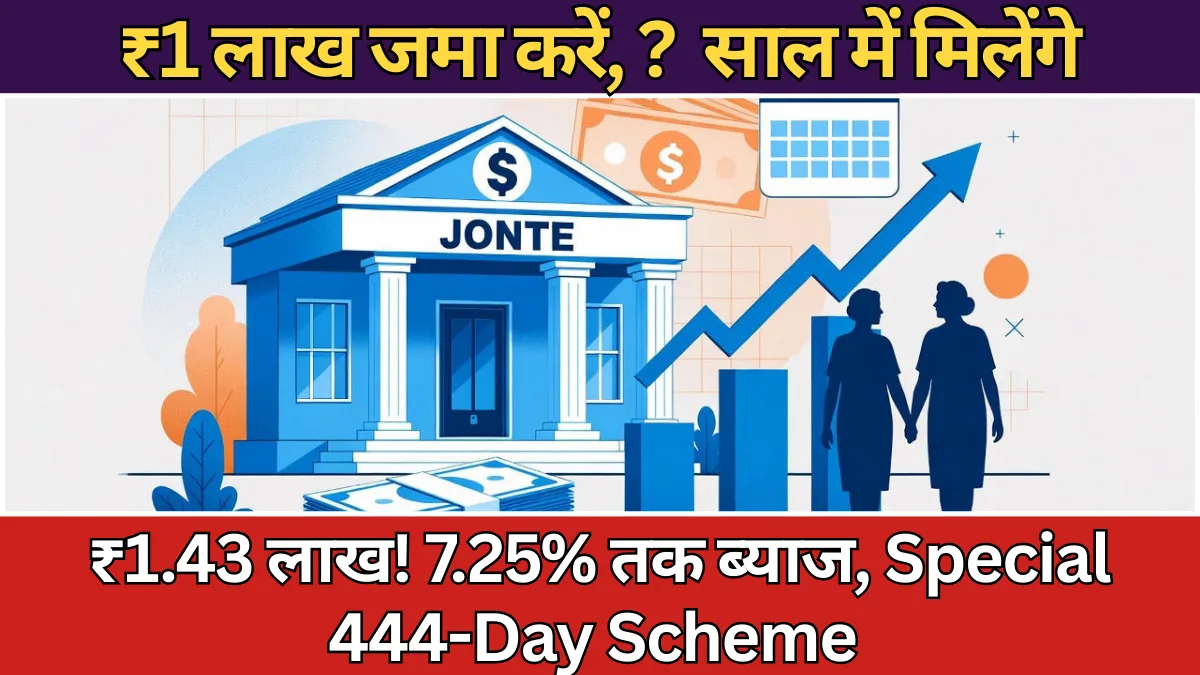 Bank of Baroda FD – ₹1 लाख जमा करें, 5 साल में मिलेंगे ₹1.43 लाख! 7.25% तक ब्याज, Special 444-Day Scheme और Senior Citizens को Extra Benefits