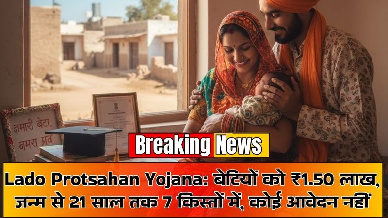 Lado Protsahan Yojana: बेटियों को ₹1.50 लाख, जन्म से 21 साल तक 7 किस्तों में, कोई आवेदन नहीं