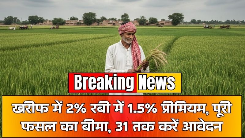 PM Fasal Bima Yojana: खरीफ में 2% रबी में 1.5% प्रीमियम, पूरी फसल का बीमा, 31 तक करें आवेदन